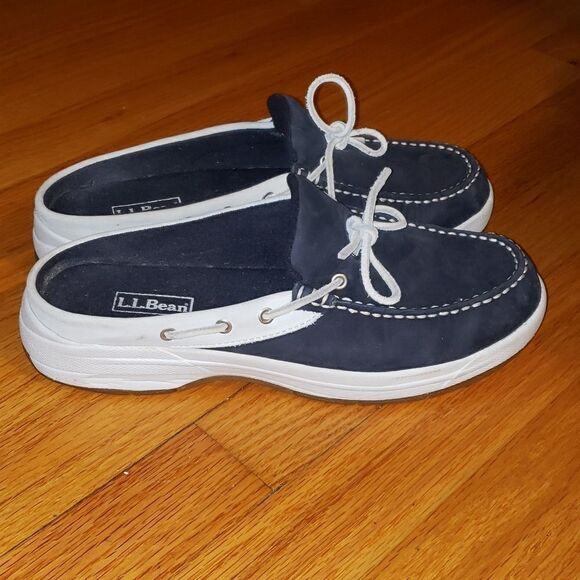 LL Bean Boat Dock Moc Toe Blue Canvas Casual Loafers - Picture 1 of 8